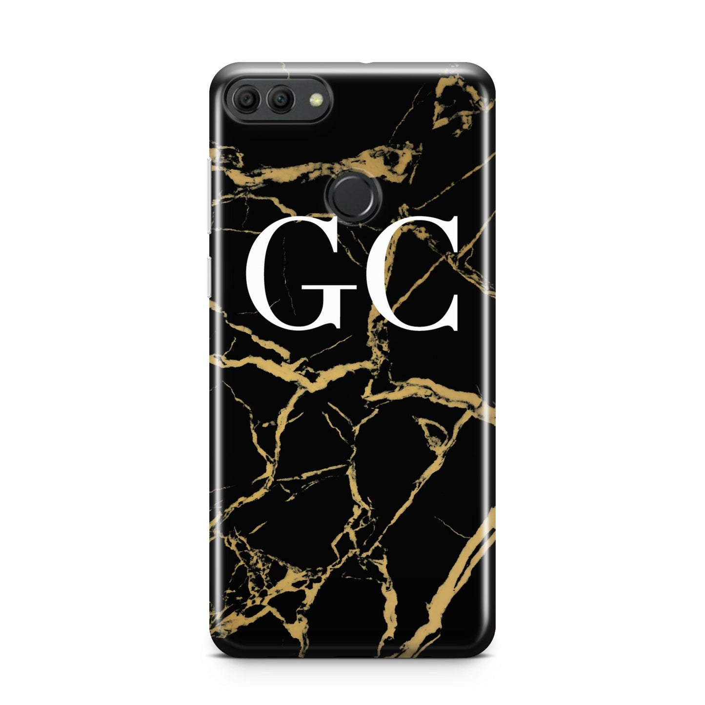 Personalised Gold Black Marble Monogram Huawei Y9 2018