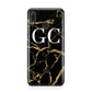Personalised Gold Black Marble Monogram Huawei Y9 2019
