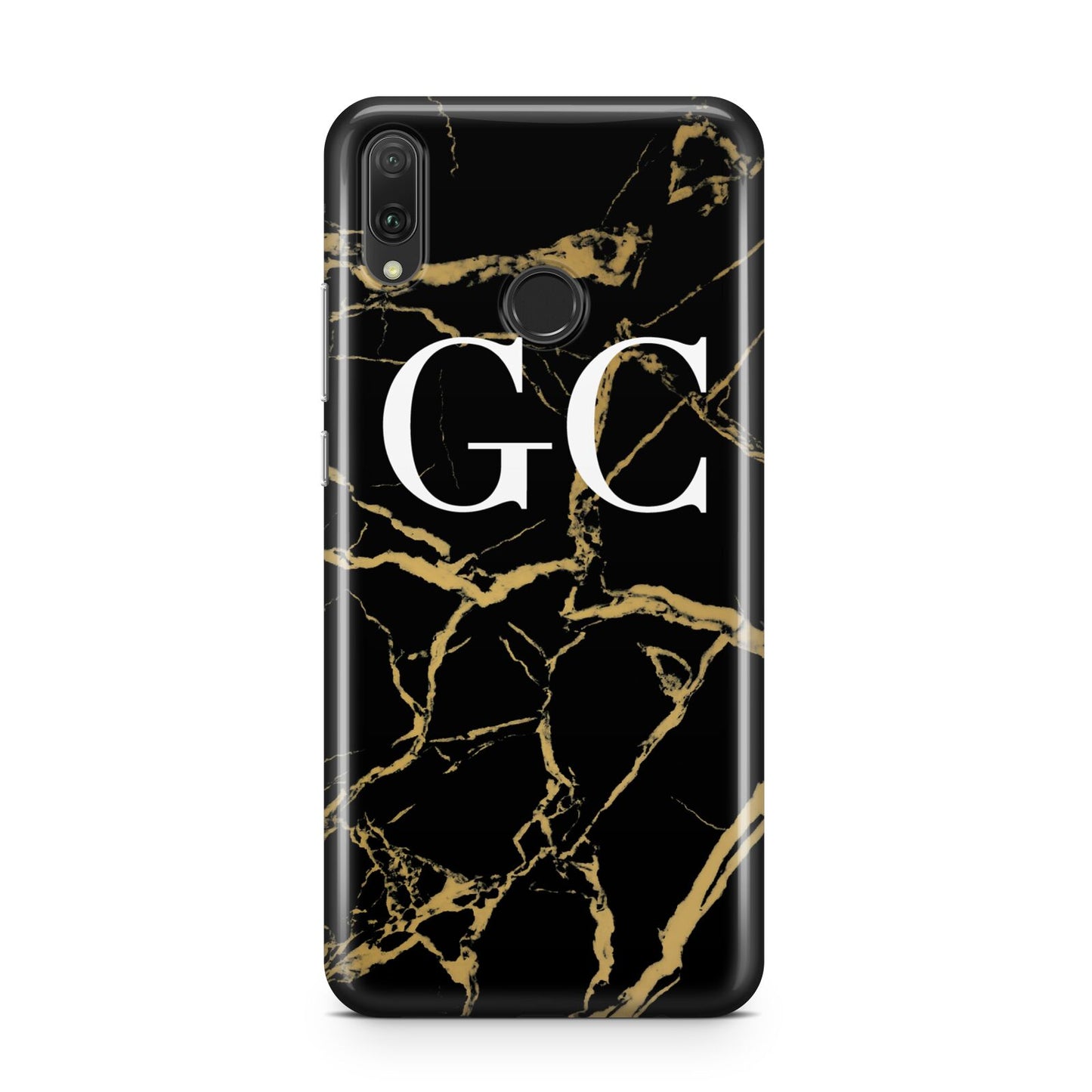 Personalised Gold Black Marble Monogram Huawei Y9 2019