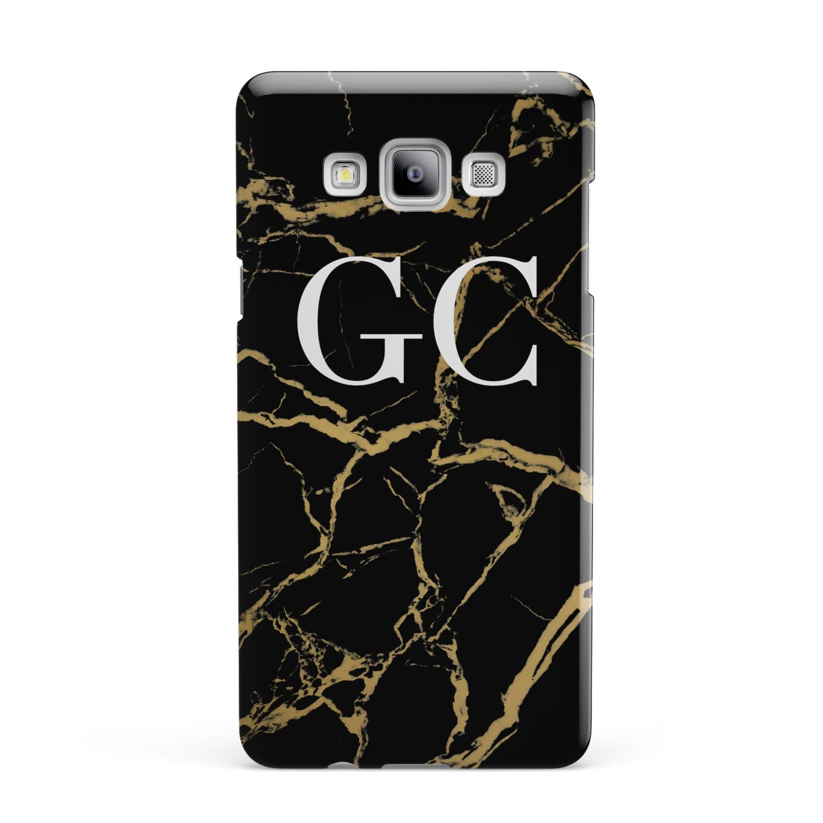 Personalised Gold Black Marble Monogram Samsung Galaxy A7 2015 Case