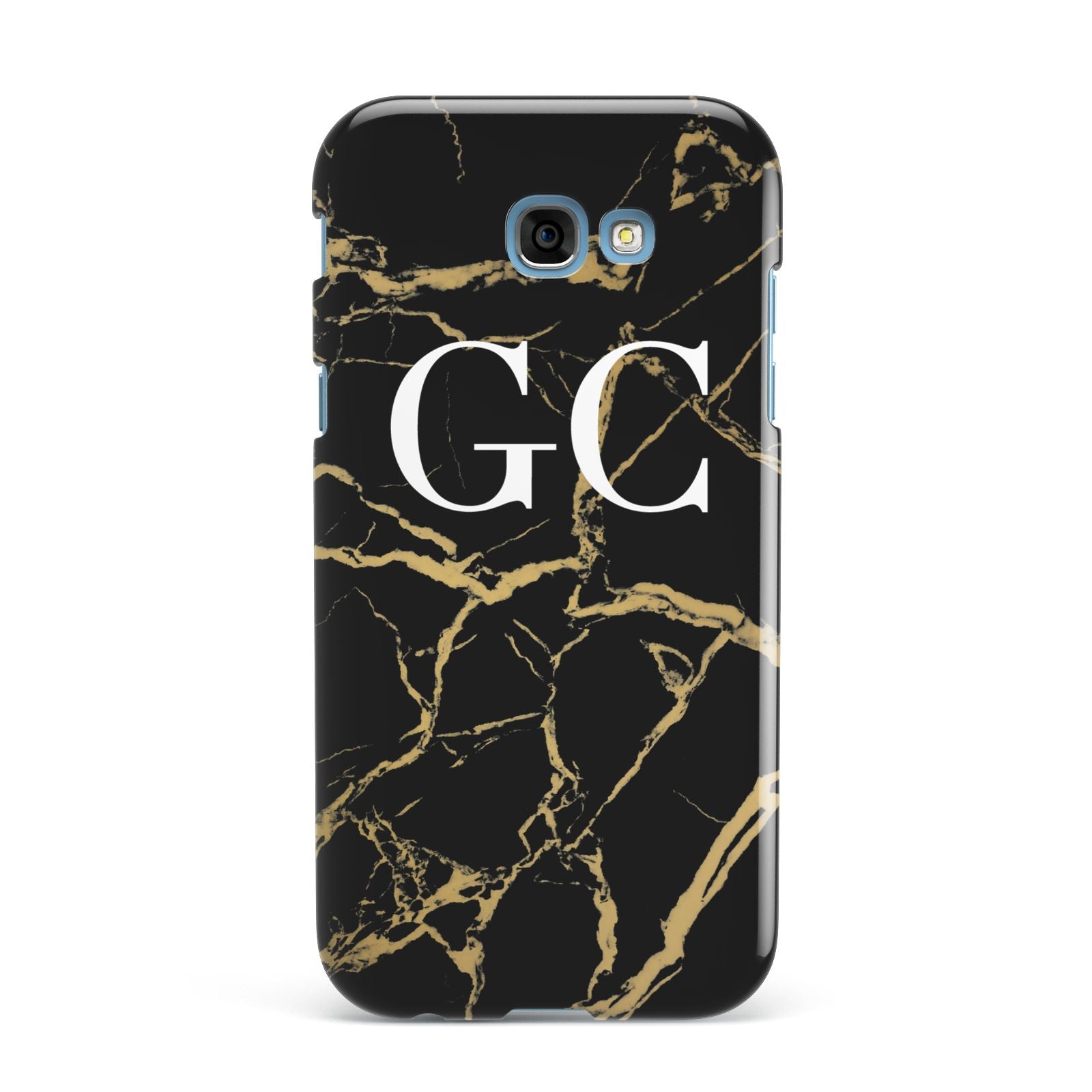 Personalised Gold Black Marble Monogram Samsung Galaxy A7 2017 Case