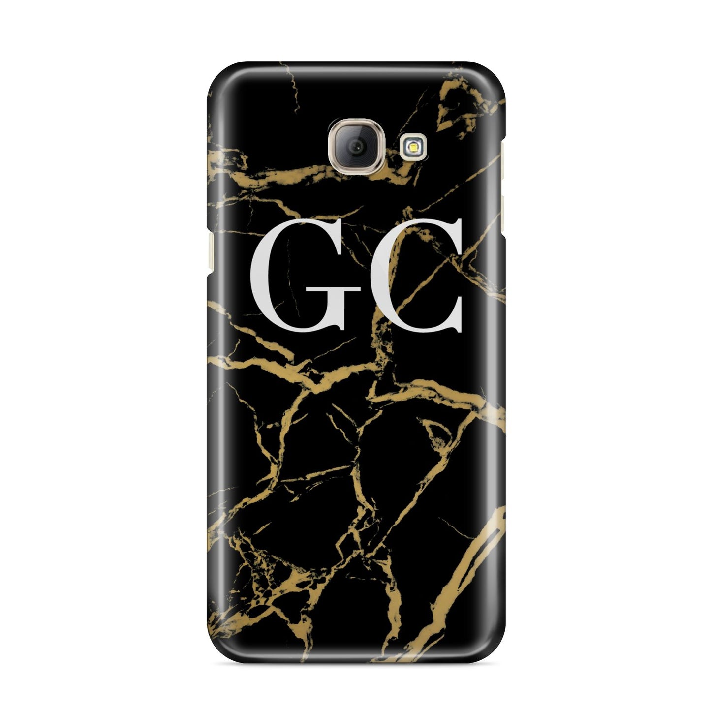 Personalised Gold Black Marble Monogram Samsung Galaxy A8 2016 Case