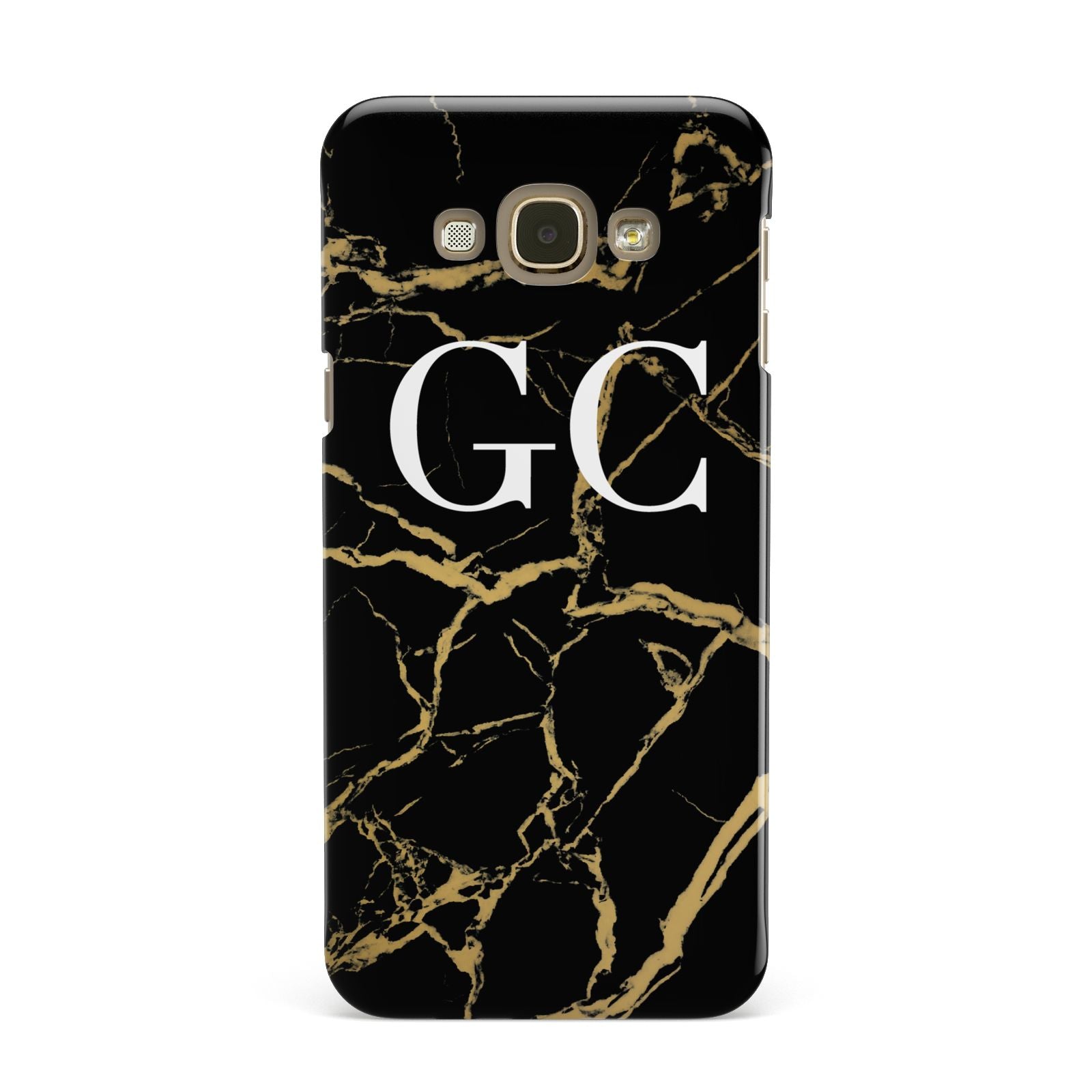 Personalised Gold Black Marble Monogram Samsung Galaxy A8 Case