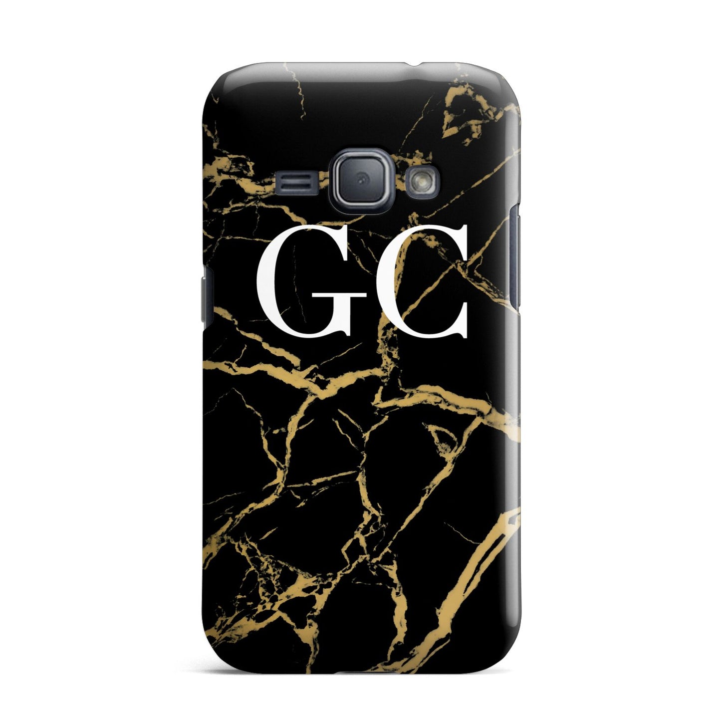 Personalised Gold Black Marble Monogram Samsung Galaxy J1 2016 Case