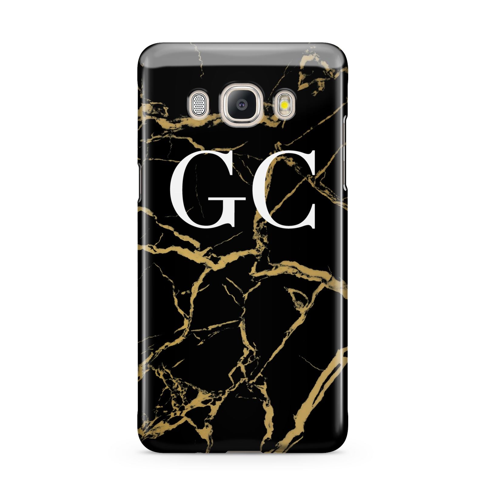 Personalised Gold Black Marble Monogram Samsung Galaxy J5 2016 Case