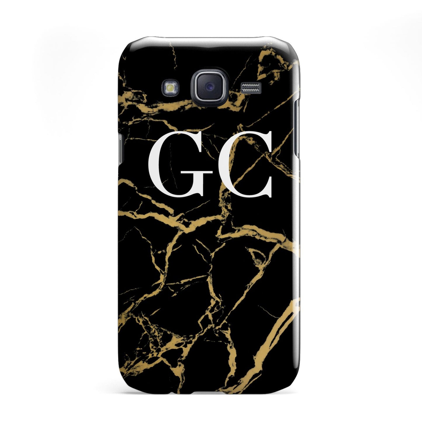 Personalised Gold Black Marble Monogram Samsung Galaxy J5 Case