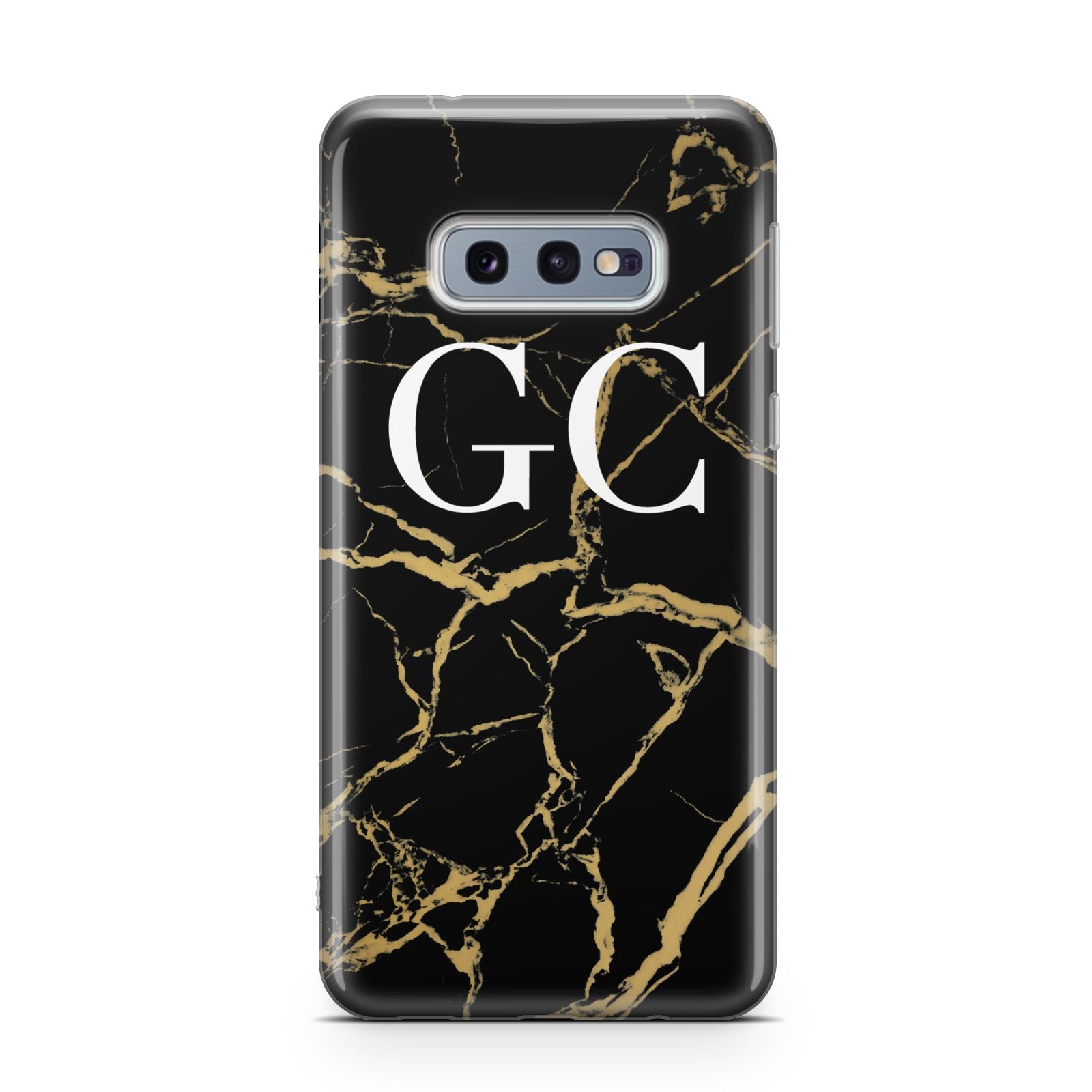 Personalised Gold Black Marble Monogram Samsung Galaxy S10E Case