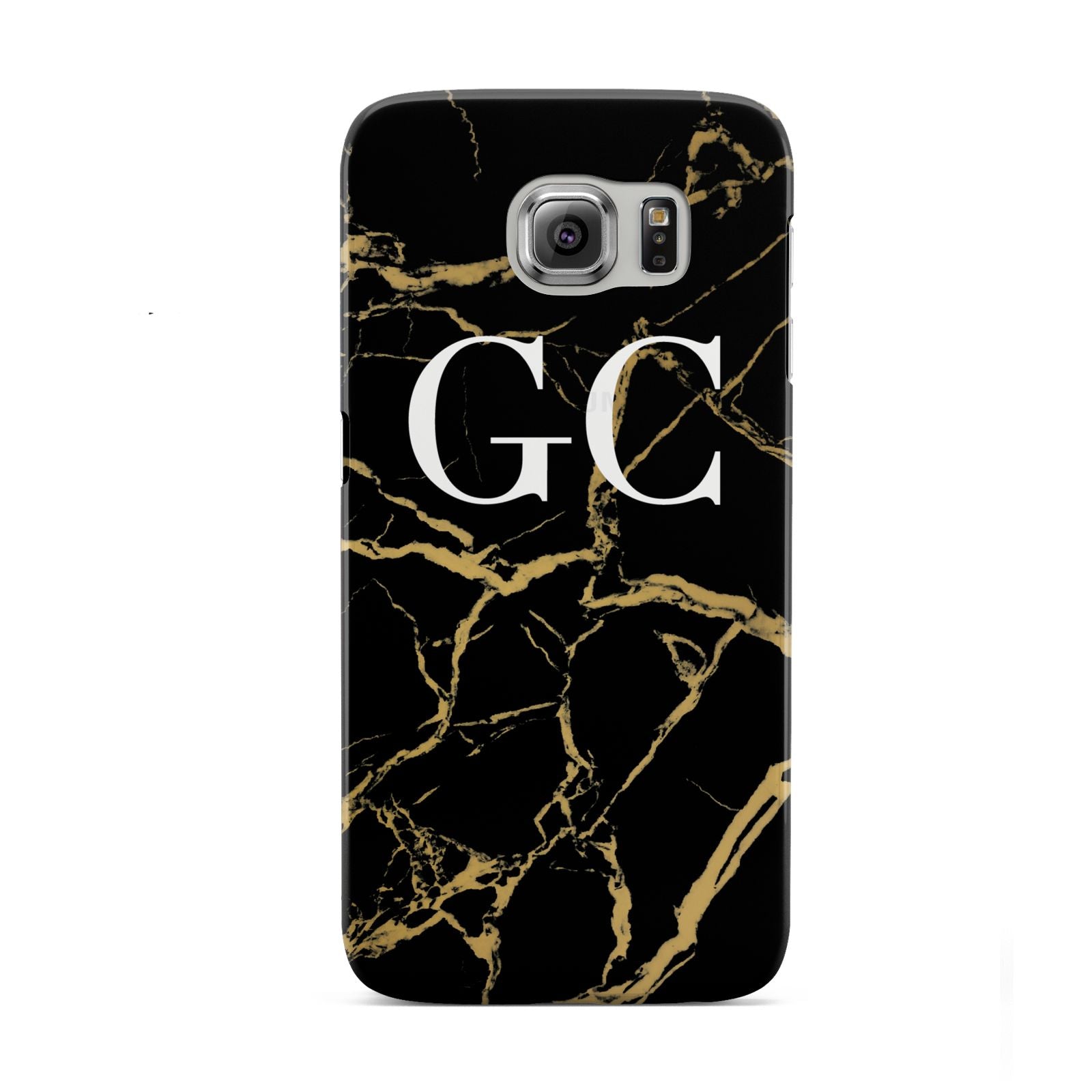 Personalised Gold Black Marble Monogram Samsung Galaxy S6 Case