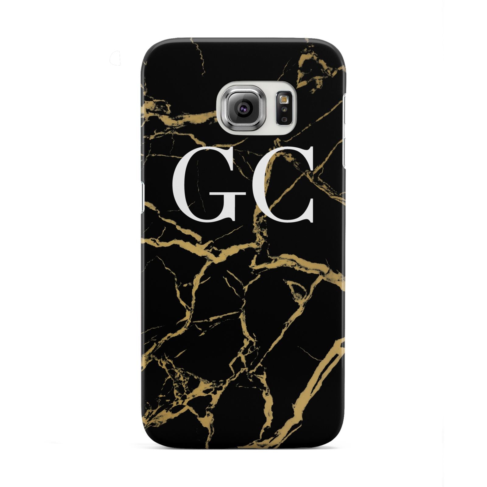 Personalised Gold Black Marble Monogram Samsung Galaxy S6 Edge Case