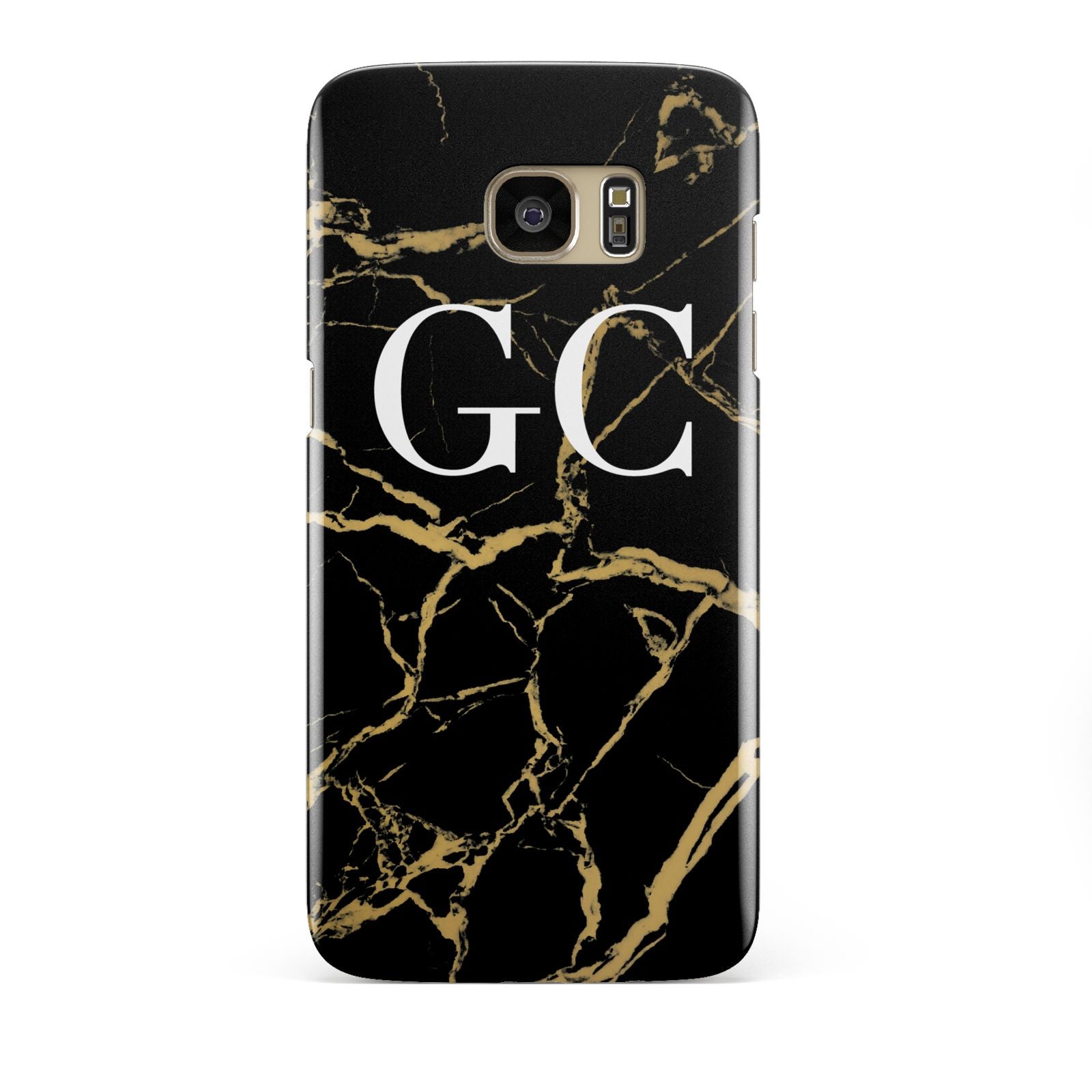 Personalised Gold Black Marble Monogram Samsung Galaxy S7 Edge Case