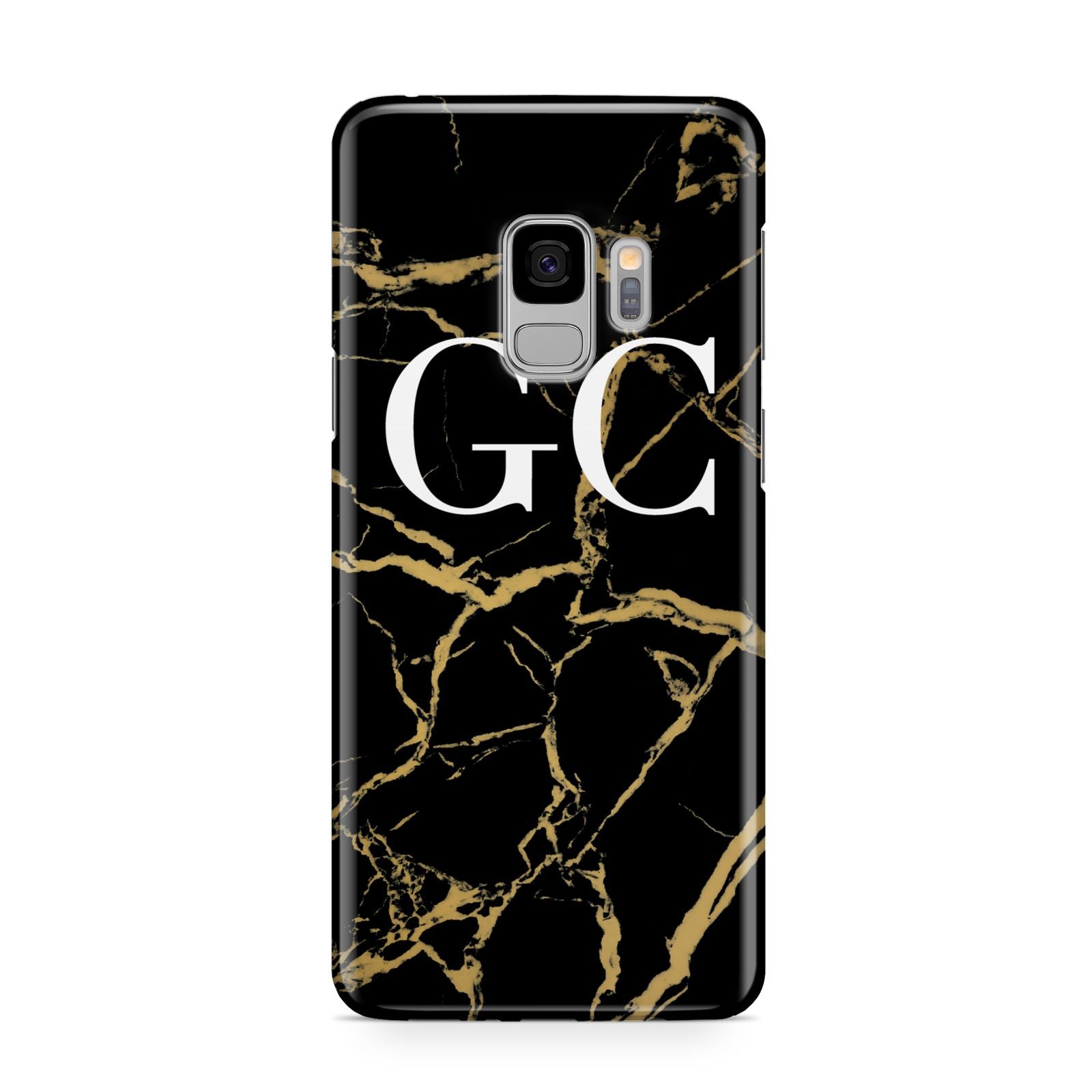 Personalised Gold Black Marble Monogram Samsung Galaxy S9 Case