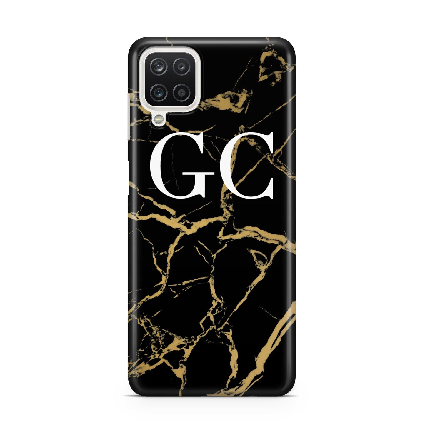 Personalised Gold Black Marble Monogram Samsung M12 Case