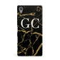 Personalised Gold Black Marble Monogram Sony Xperia Case