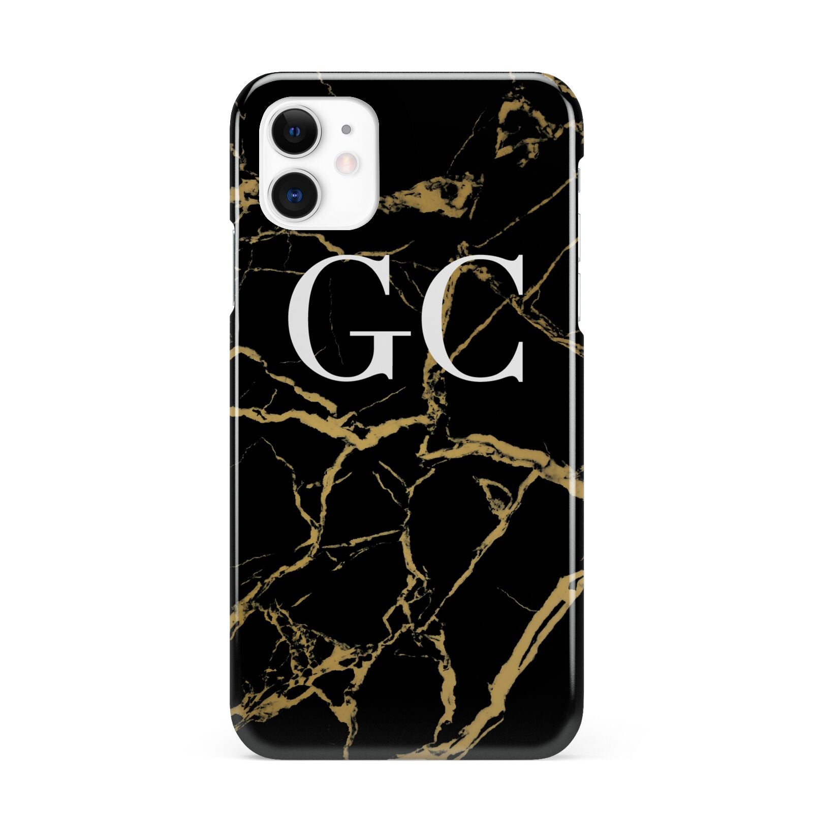 Personalised Gold Black Marble Monogram iPhone 11 3D Snap Case