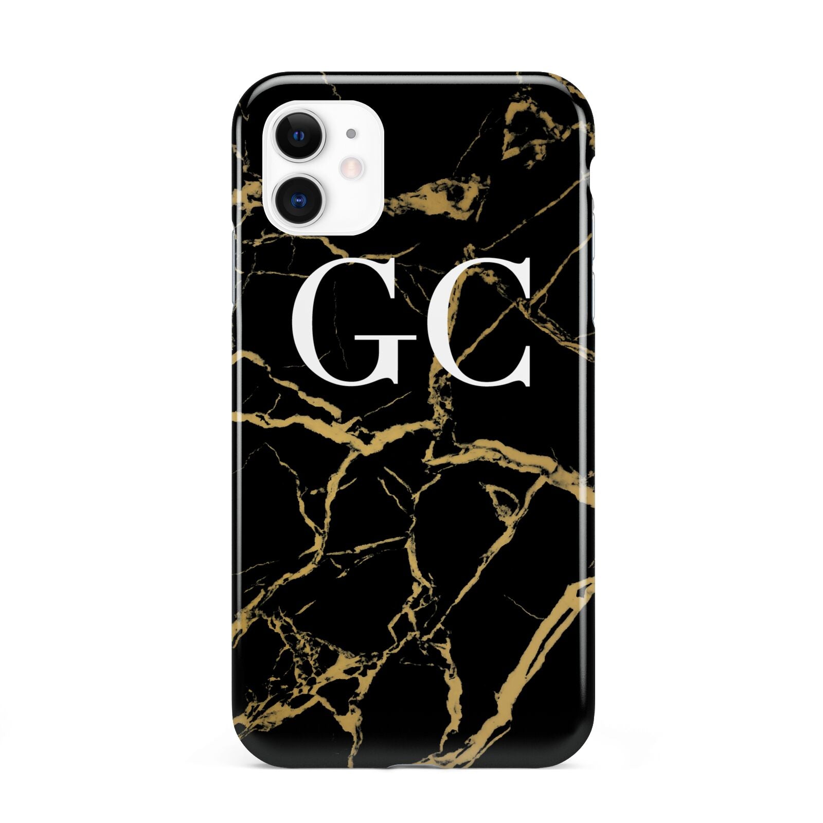 Personalised Gold Black Marble Monogram iPhone 11 3D Tough Case