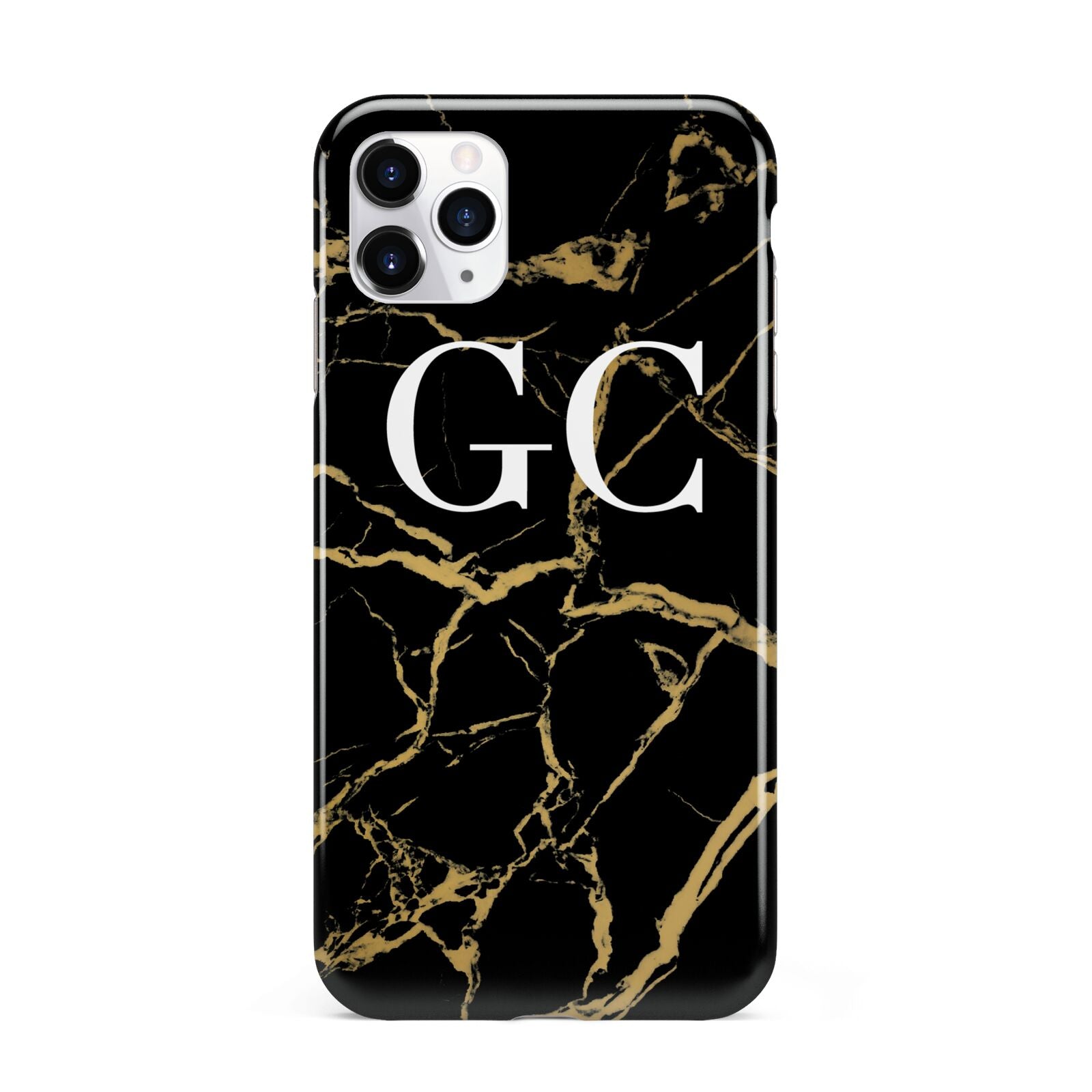 Personalised Gold Black Marble Monogram iPhone 11 Pro Max 3D Tough Case
