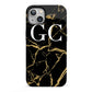 Personalised Gold Black Marble Monogram iPhone 13 Full Wrap 3D Tough Case