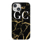 Personalised Gold Black Marble Monogram iPhone 13 Mini Full Wrap 3D Snap Case