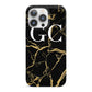 Personalised Gold Black Marble Monogram iPhone 13 Pro Full Wrap 3D Snap Case