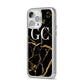 Personalised Gold Black Marble Monogram iPhone 14 Pro Max Clear Tough Case Silver Angled Image