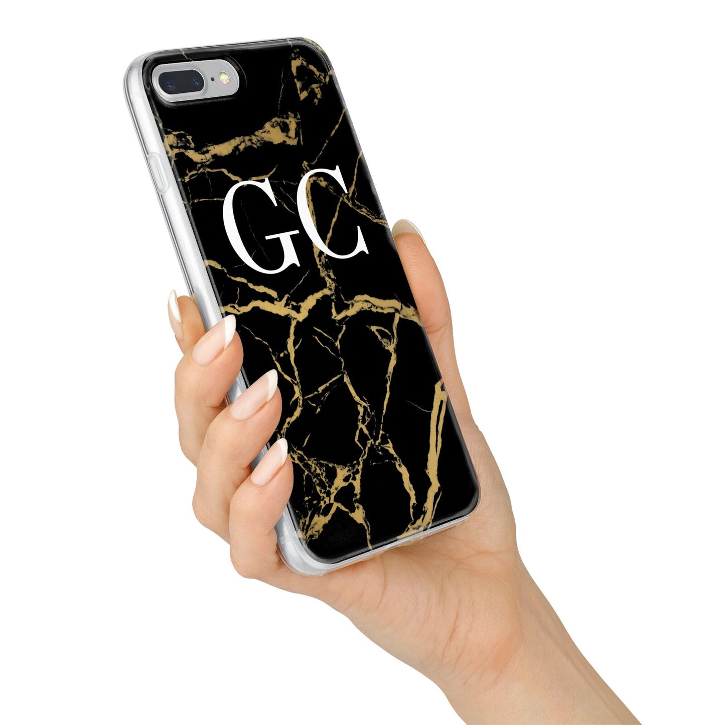 Personalised Gold Black Marble Monogram iPhone 7 Plus Bumper Case on Silver iPhone Alternative Image