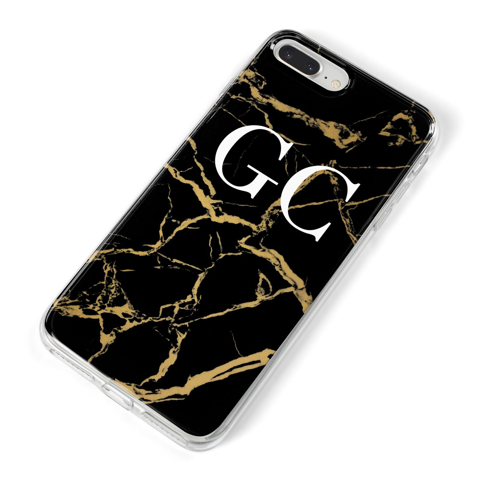 Personalised Gold Black Marble Monogram iPhone 8 Plus Bumper Case on Silver iPhone Alternative Image