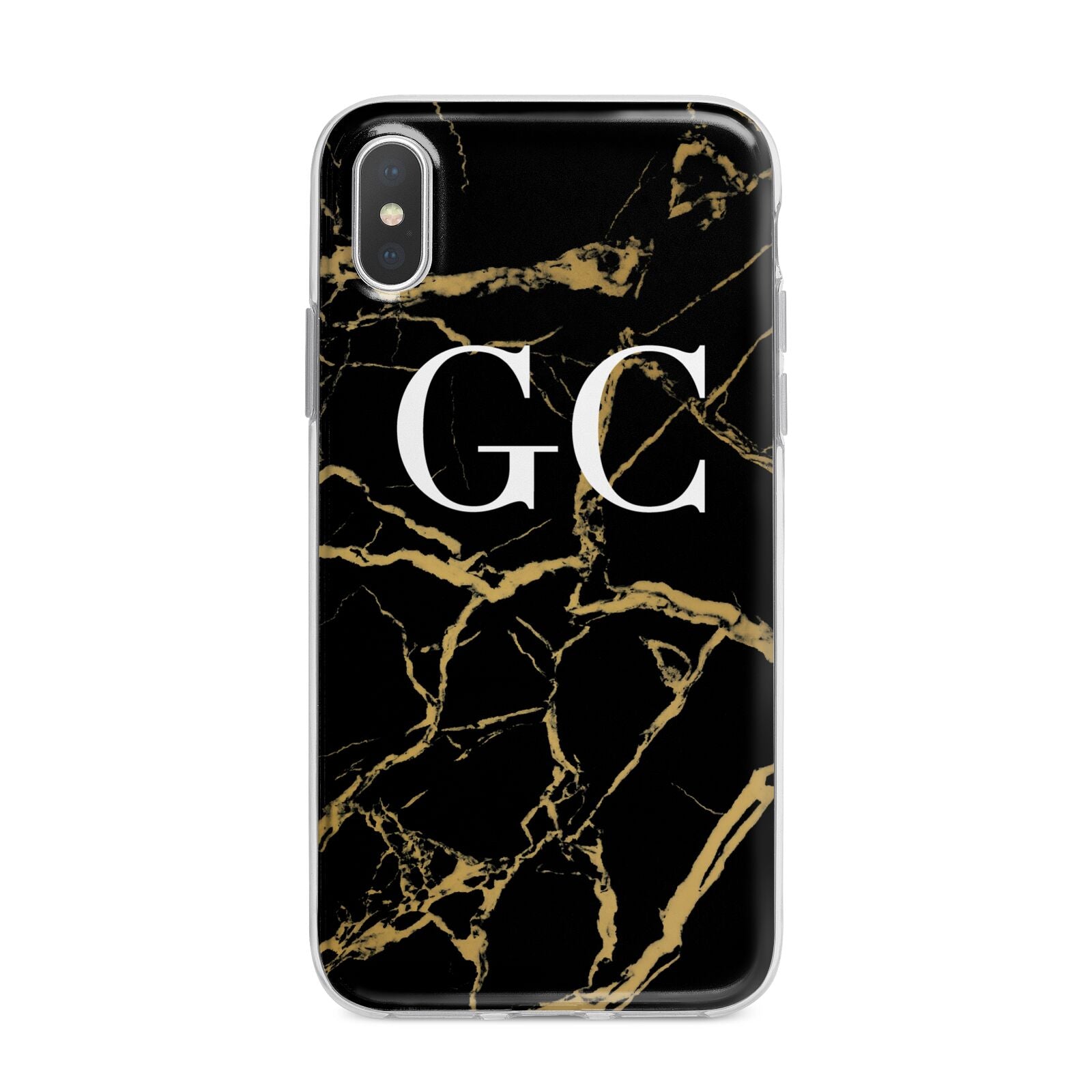 Personalised Gold Black Marble Monogram iPhone X Bumper Case on Silver iPhone Alternative Image 1