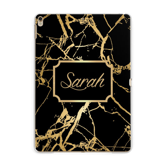 Personalised Gold Black Marble Name Apple iPad Gold Case