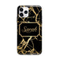 Personalised Gold Black Marble Name Apple iPhone 11 Pro Max in Silver with Bumper Case