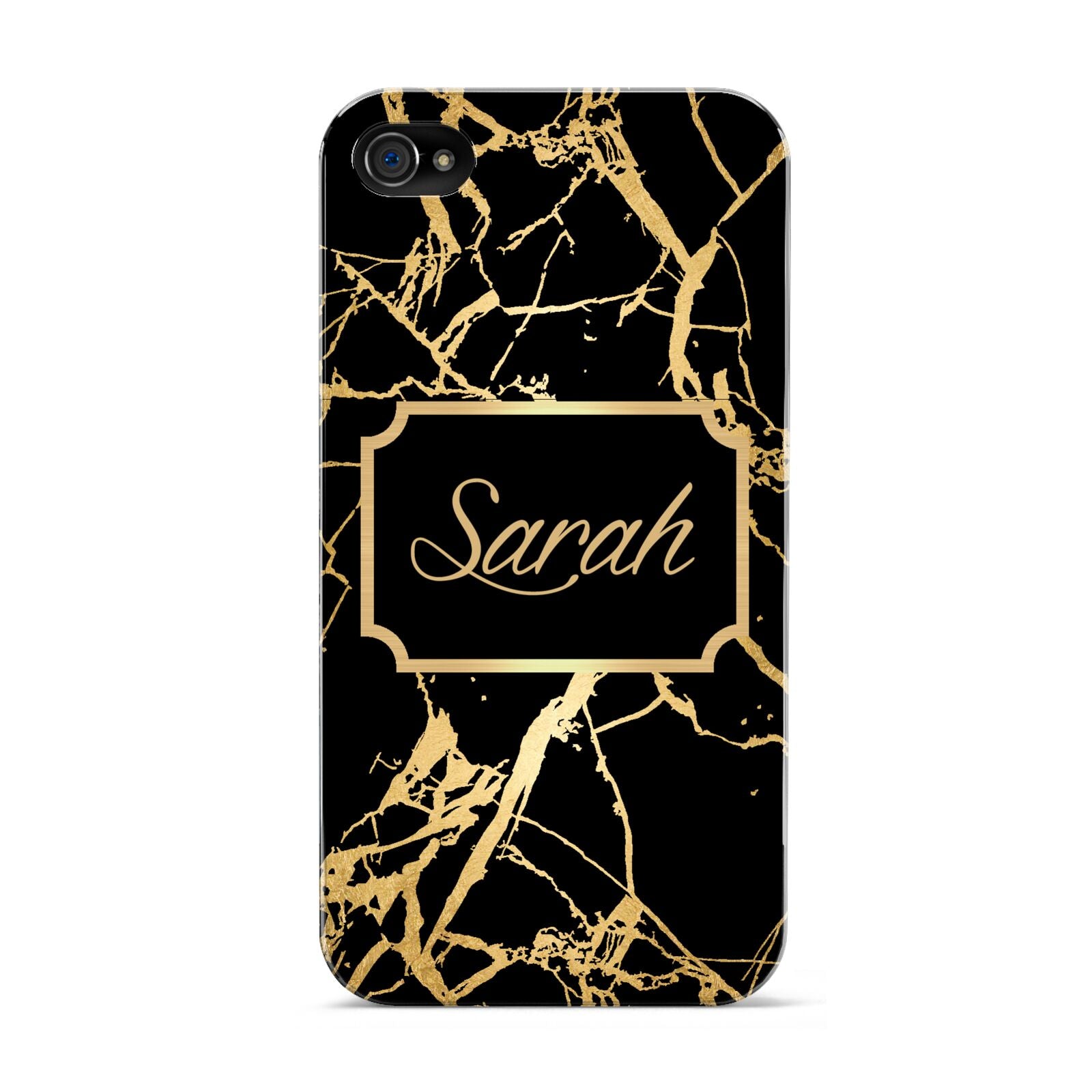 Personalised Gold Black Marble Name Apple iPhone 4s Case