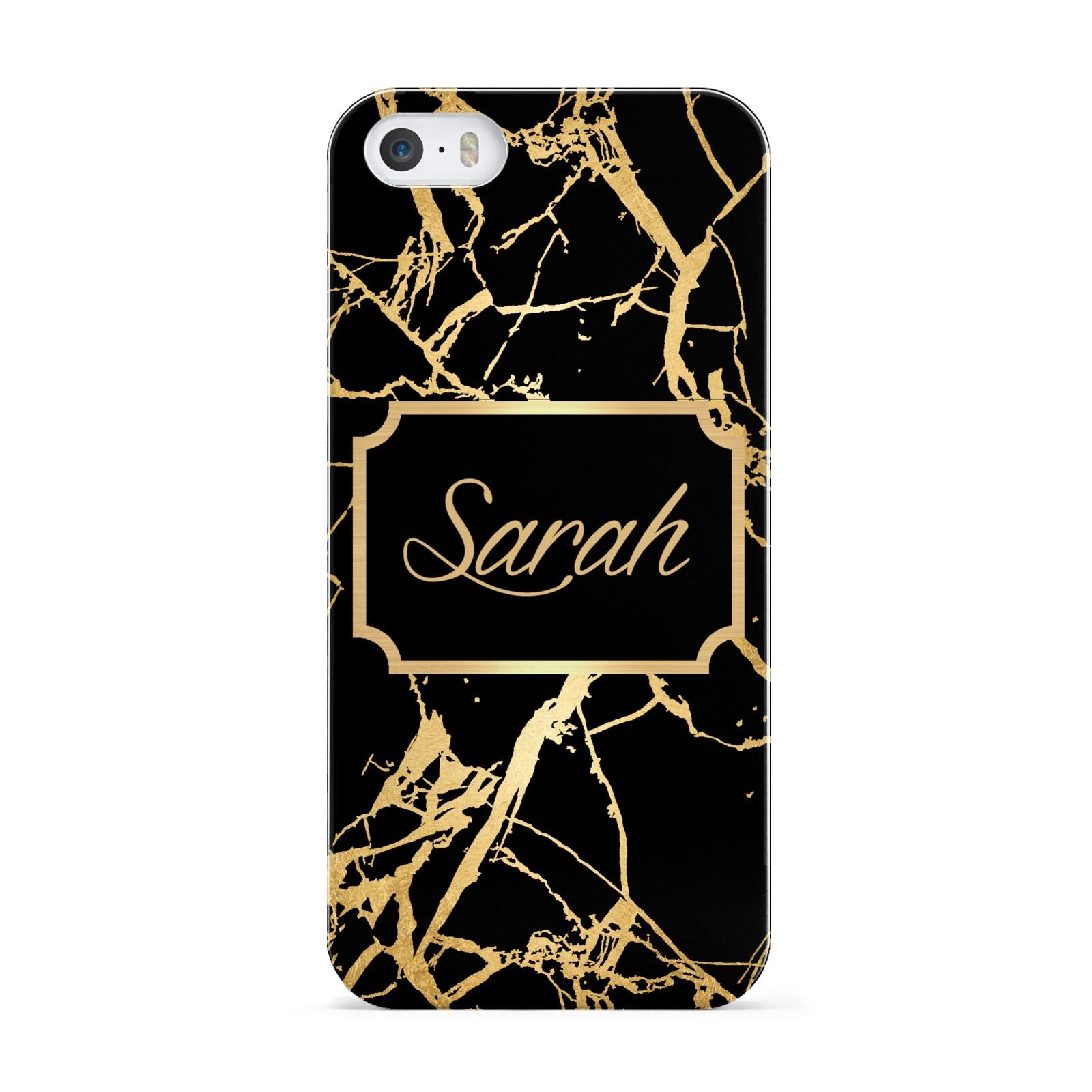 Personalised Gold Black Marble Name Apple iPhone 5 Case