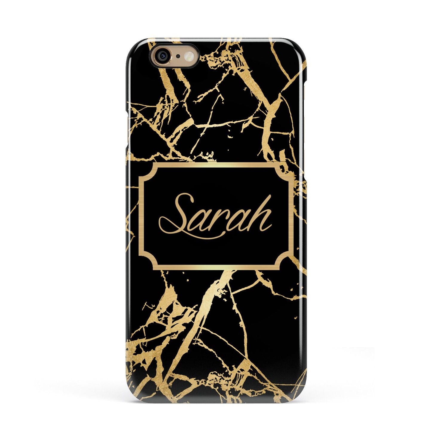Personalised Gold Black Marble Name Apple iPhone 6 3D Snap Case