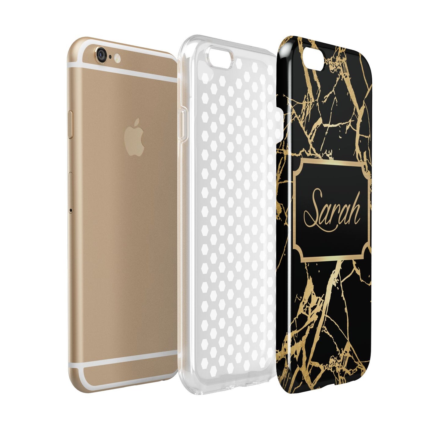 Personalised Gold Black Marble Name Apple iPhone 6 3D Tough Case Expanded view