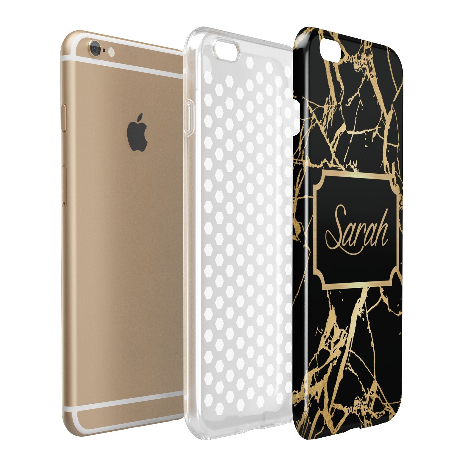 Personalised Gold Black Marble Name Apple iPhone 6 Plus 3D Tough Case Expand Detail Image