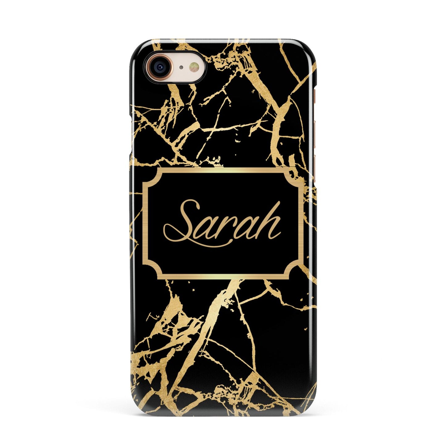 Personalised Gold Black Marble Name Apple iPhone 7 8 3D Snap Case