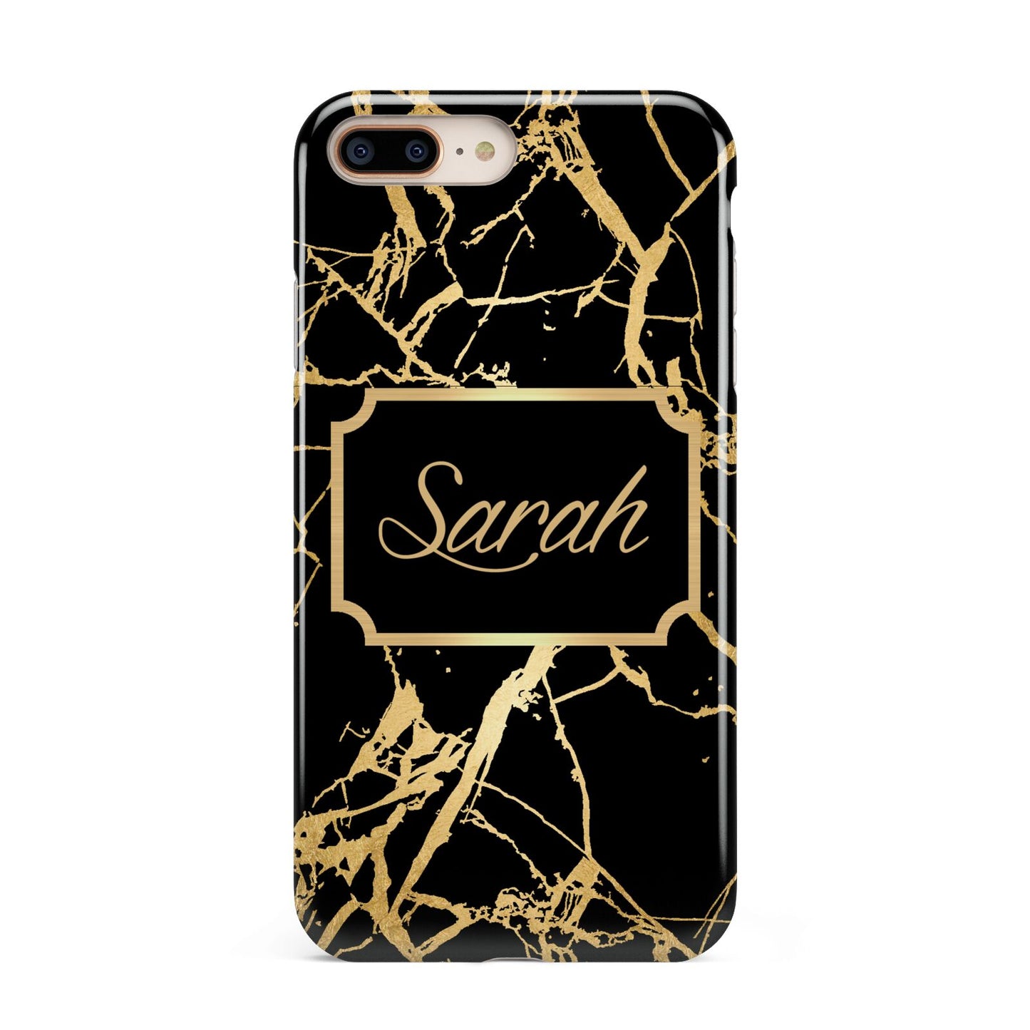 Personalised Gold Black Marble Name Apple iPhone 7 8 Plus 3D Tough Case