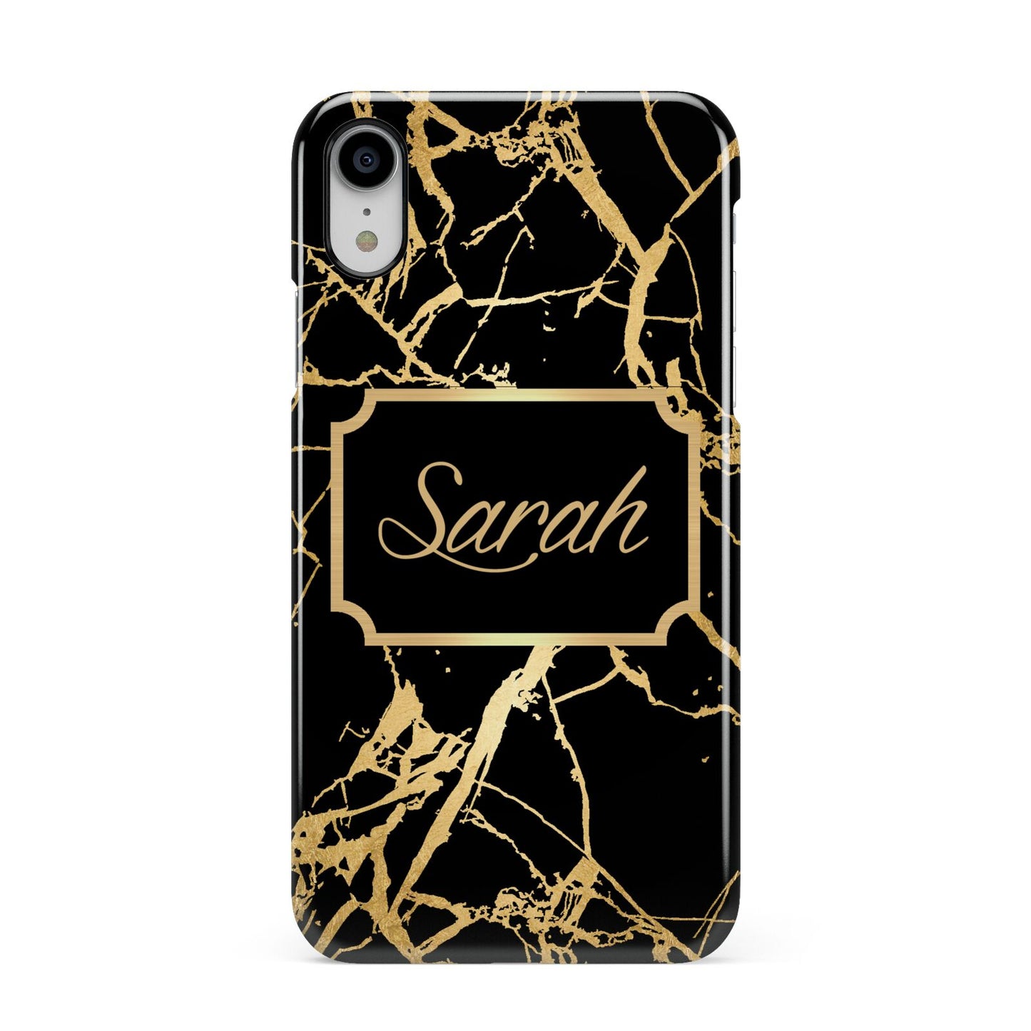 Personalised Gold Black Marble Name Apple iPhone XR White 3D Snap Case