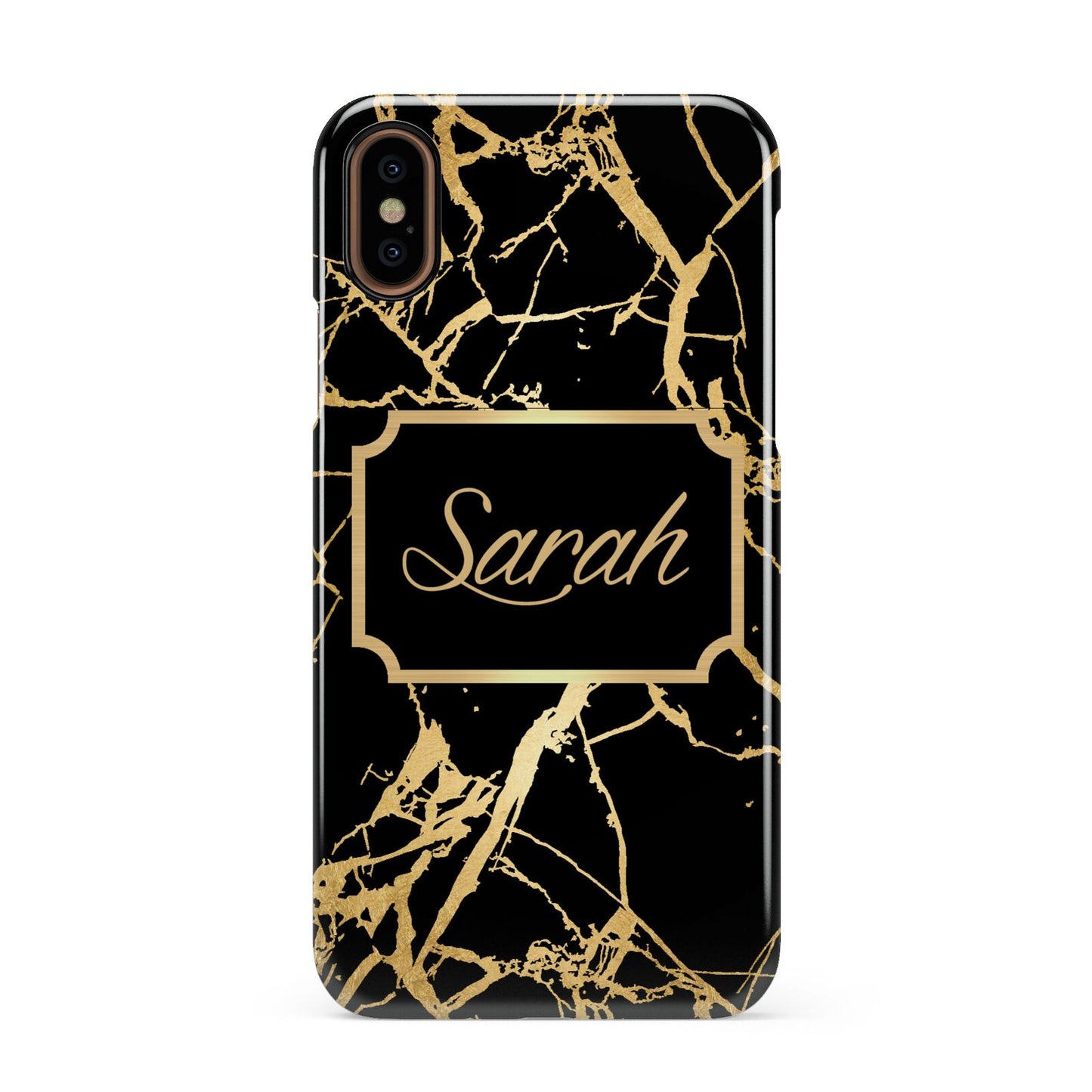 Personalised Gold Black Marble Name Apple iPhone XS 3D Snap Case