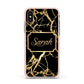 Personalised Gold Black Marble Name Apple iPhone Xs Impact Case Pink Edge on Gold Phone