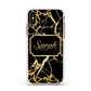 Personalised Gold Black Marble Name Apple iPhone Xs Impact Case White Edge on Gold Phone