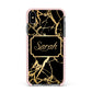Personalised Gold Black Marble Name Apple iPhone Xs Max Impact Case Pink Edge on Black Phone