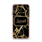 Personalised Gold Black Marble Name Apple iPhone Xs Max Impact Case Pink Edge on Gold Phone