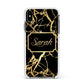 Personalised Gold Black Marble Name Apple iPhone Xs Max Impact Case White Edge on Black Phone