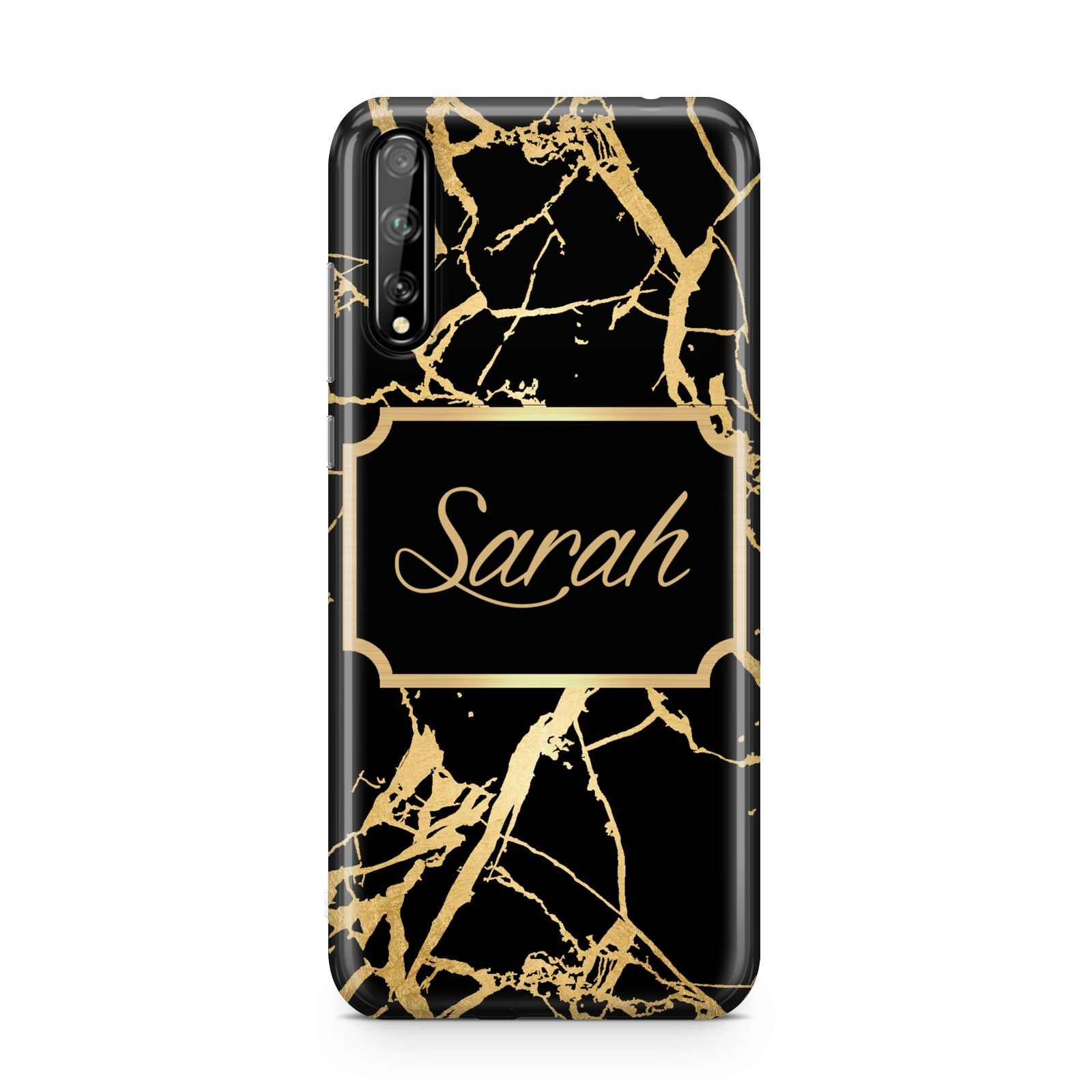 Personalised Gold Black Marble Name Huawei Enjoy 10s Phone Case