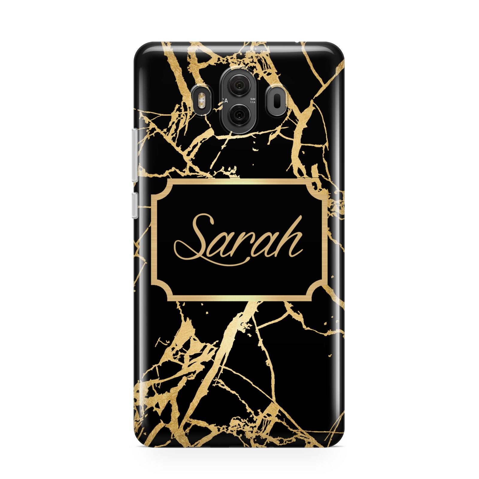 Personalised Gold Black Marble Name Huawei Mate 10 Protective Phone Case