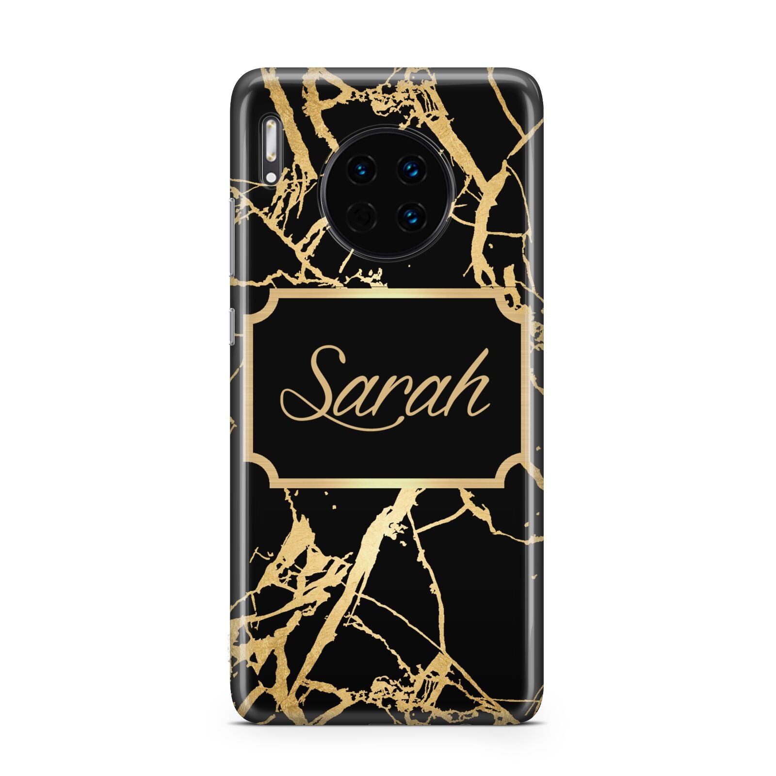 Personalised Gold Black Marble Name Huawei Mate 30
