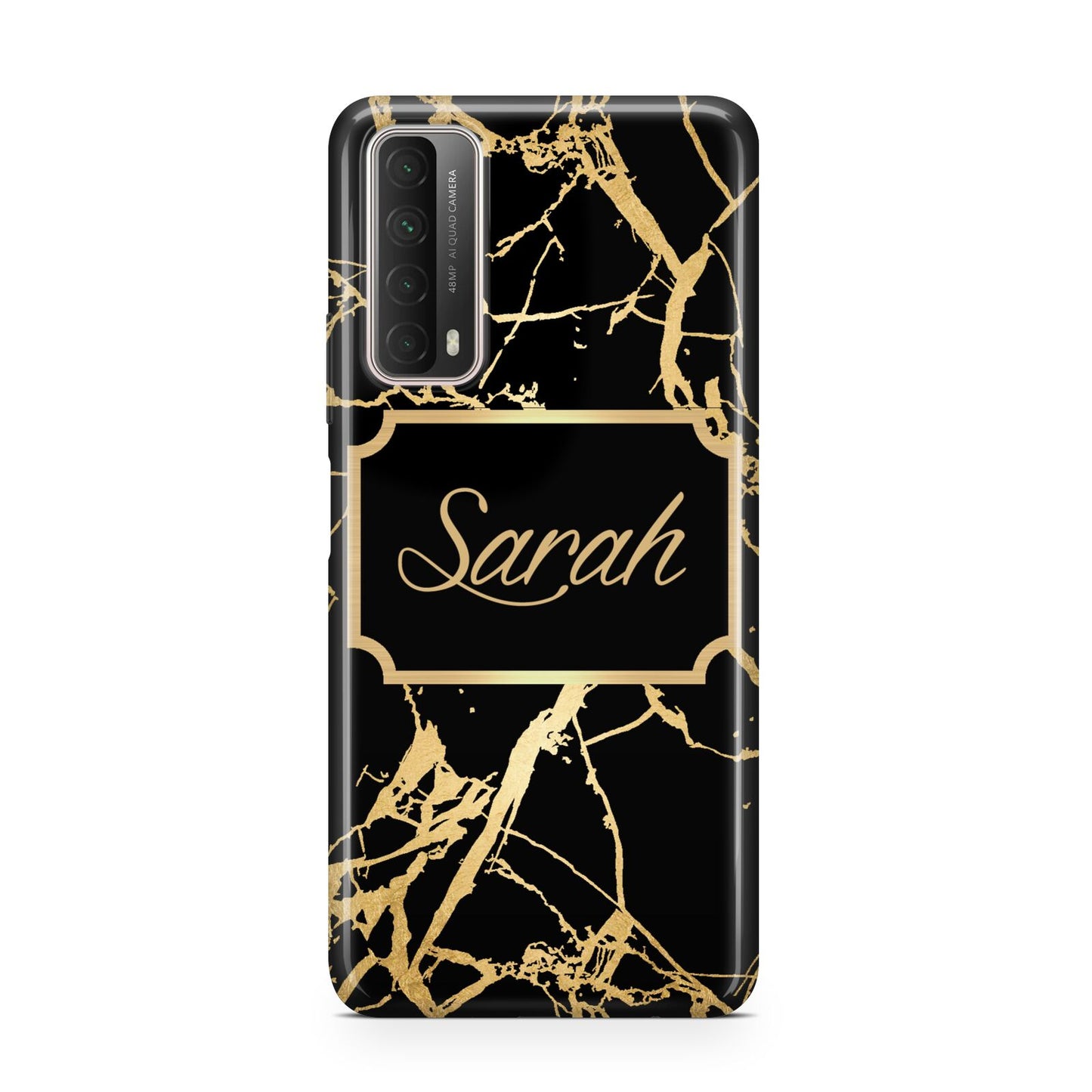 Personalised Gold Black Marble Name Huawei P Smart 2021