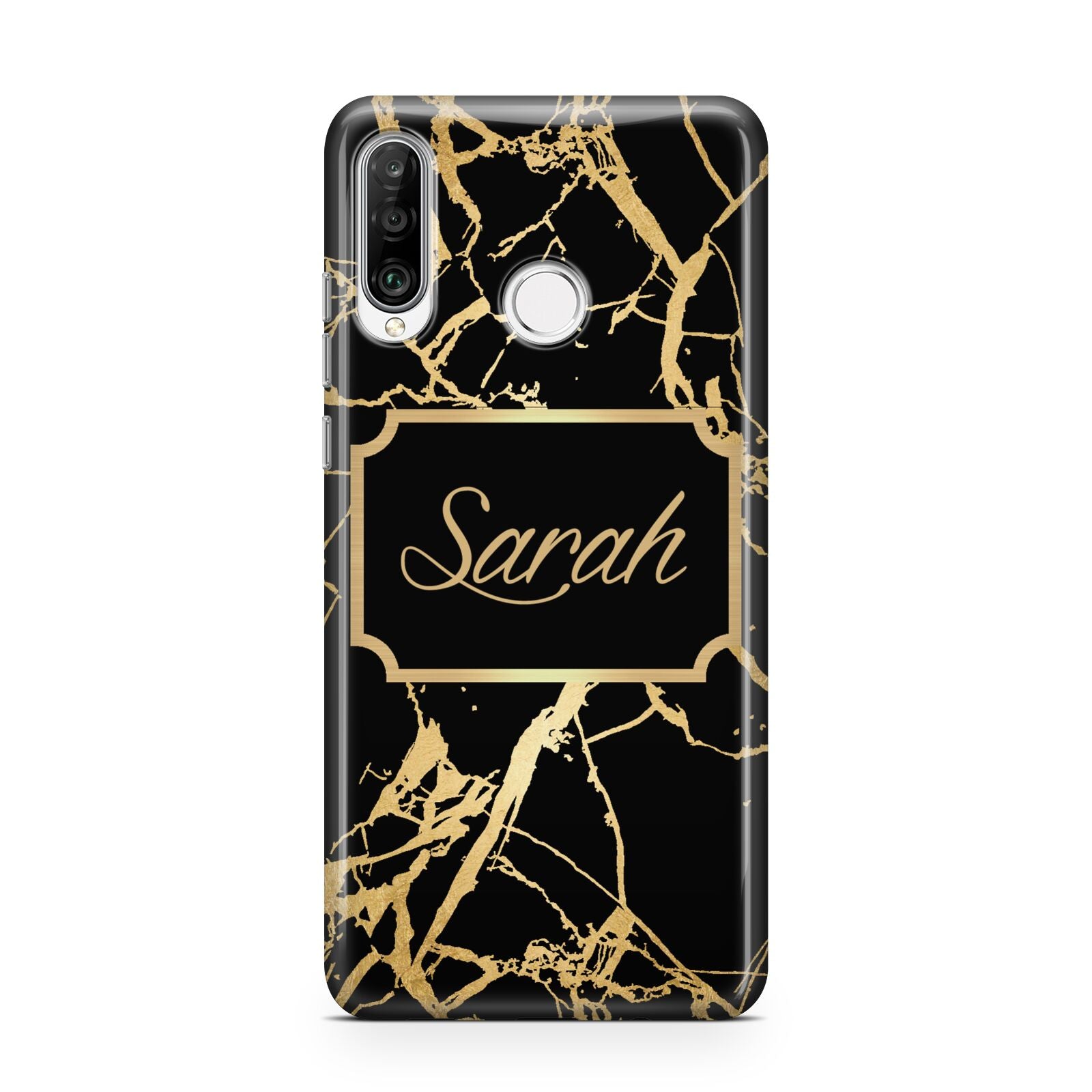 Personalised Gold Black Marble Name Huawei P30 Lite Phone Case