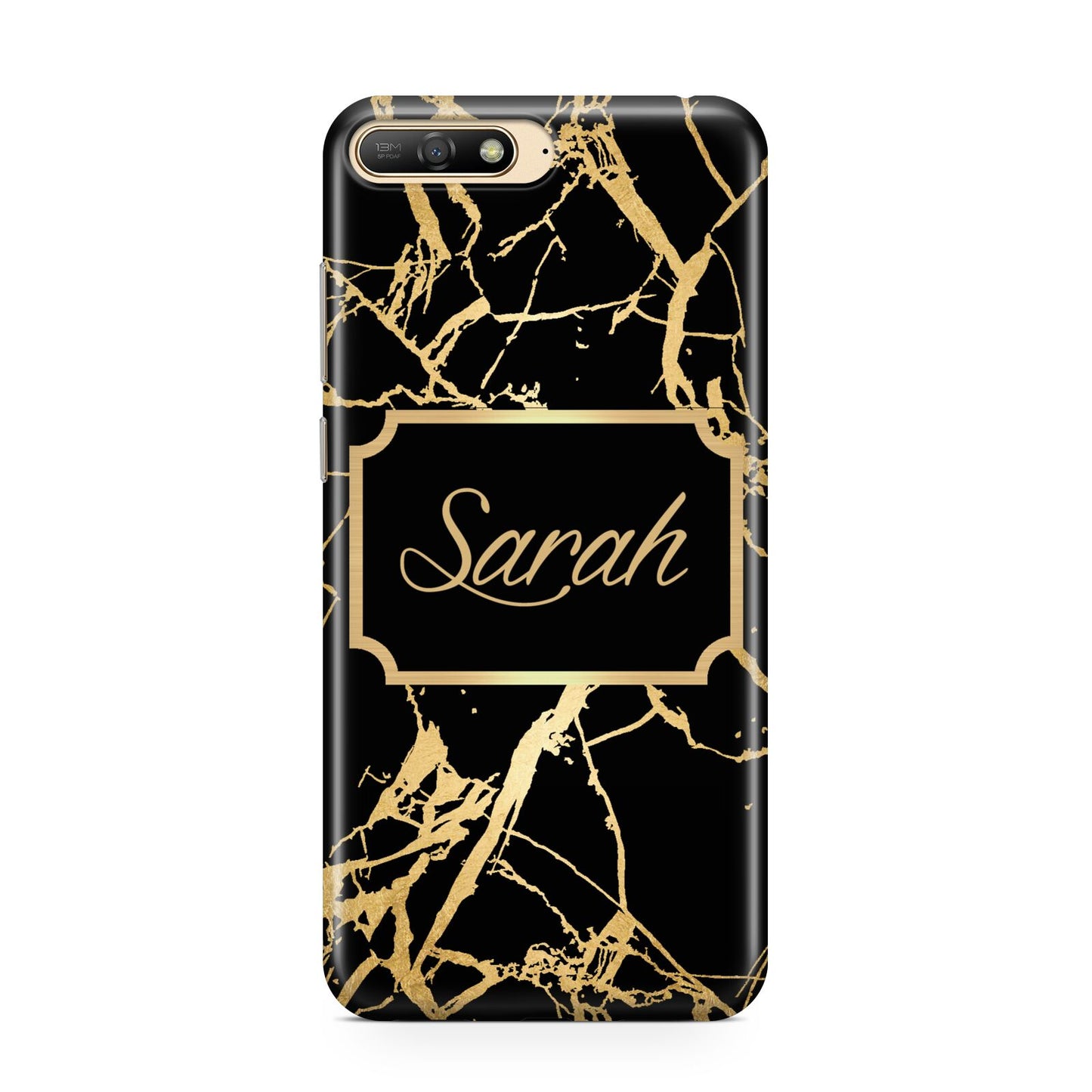 Personalised Gold Black Marble Name Huawei Y6 2018