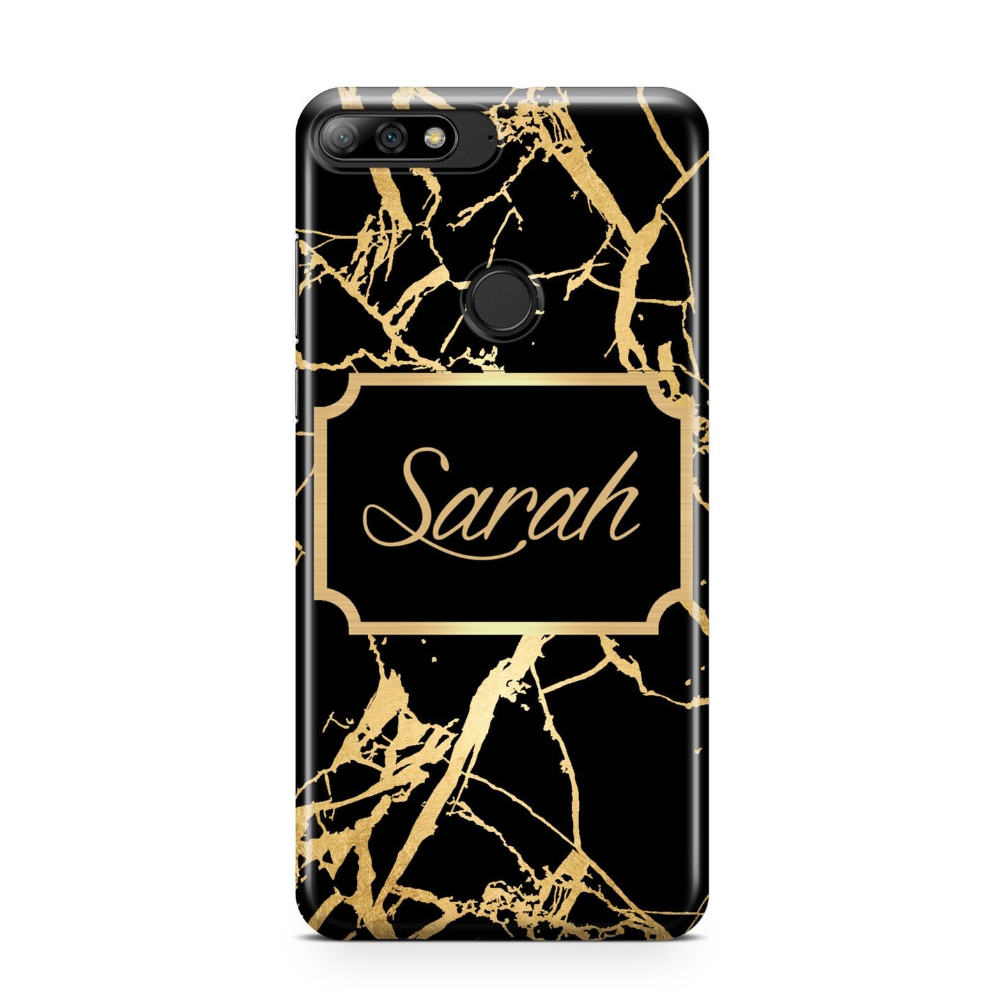Personalised Gold Black Marble Name Huawei Y7 2018